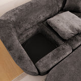 3 Seater Sofa With Built In Pet Bed Nook, Curved Design And 2 Throw Pillows