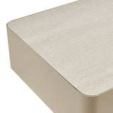 Pavilion - Powder Coated Metal Rectangle Outdoor Coffee Table With Sintered Stone Table Top - Natural