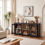 Modern Arched Glass Sideboard With 6 Doors, Buffet Cabinet With Storage And Adjustable Shelves