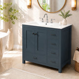 Bathroom Vanity With Sink Combo, 2 Soft Close Doors And 5 Drawers