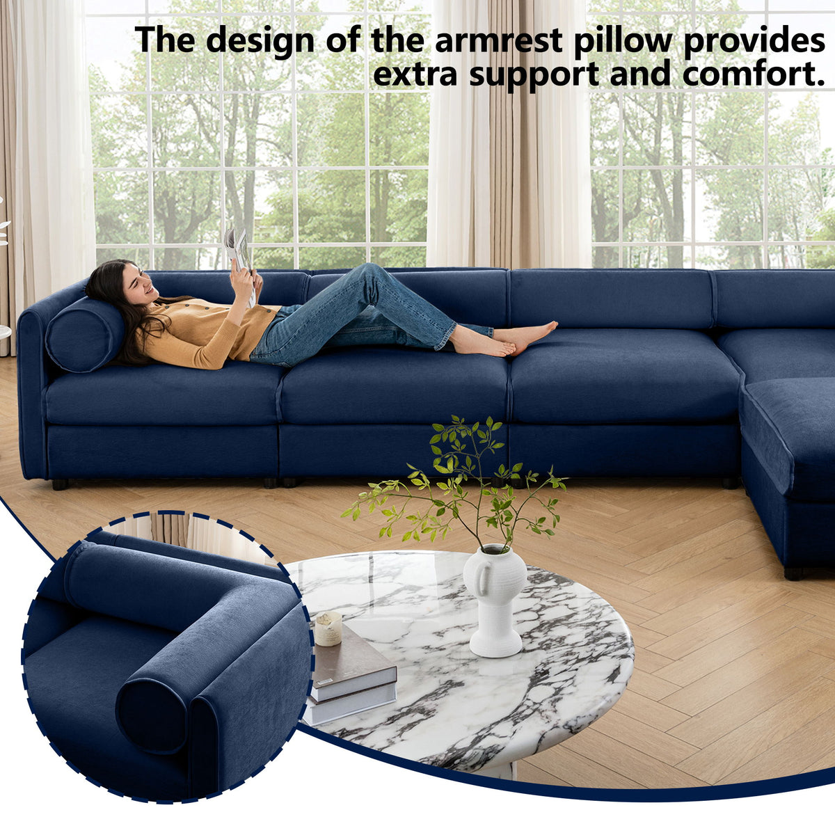 Contemporary Elegant Sofa With Storage And Ottoman