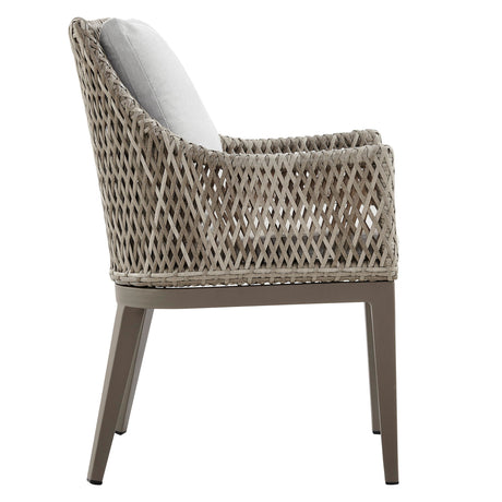 Grenada - Outdoor Wicker And Aluminum Gray Dining Chair With Beige Cushions - (Set Of 2)