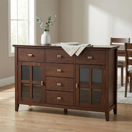 Sideboard Buffet Dining Room Cabinet Solid Wood Storage 54x36in