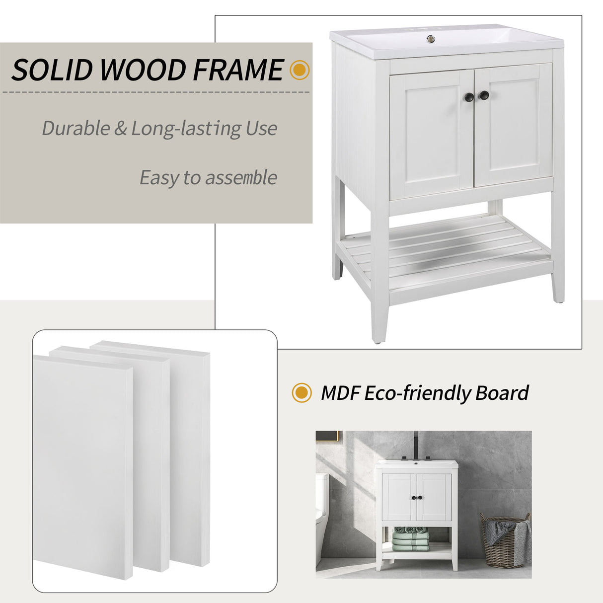 Modern Bathroom Vanity With Sink And Open Shelf