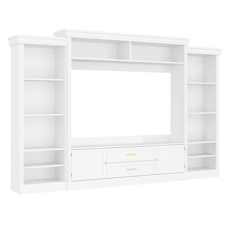 Elegant Entertainment Center Wall Unit With Bookshelves