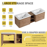 Wall Mounted Bathroom Vanity With Sink And Storage Shelves, Soft Close Doors