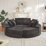 Round Oversized Sofa Bed With 5 Throw Pillows