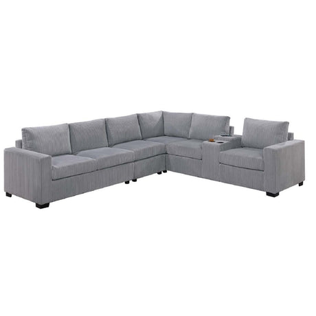 Modern Style L-Shape Sectional Set, USB Ports, Cup Holder