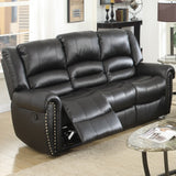 Plush Relax 1 Piece Power Reclining Sofa With Padded Armrests, 3 Seat Living Room Furniture - Black