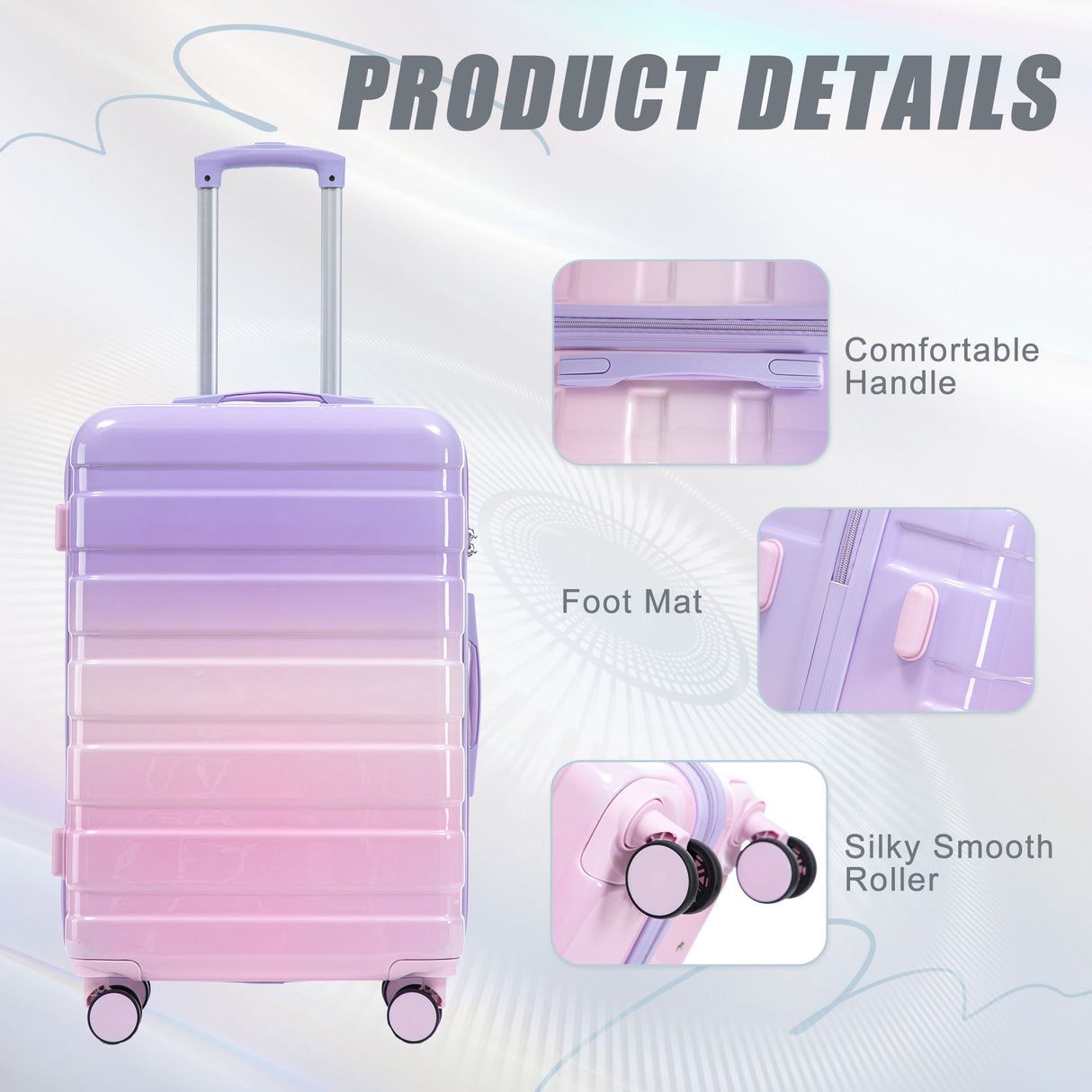 Luggage Set 20" /24" /28" With Combination Lock And Silent Wheels