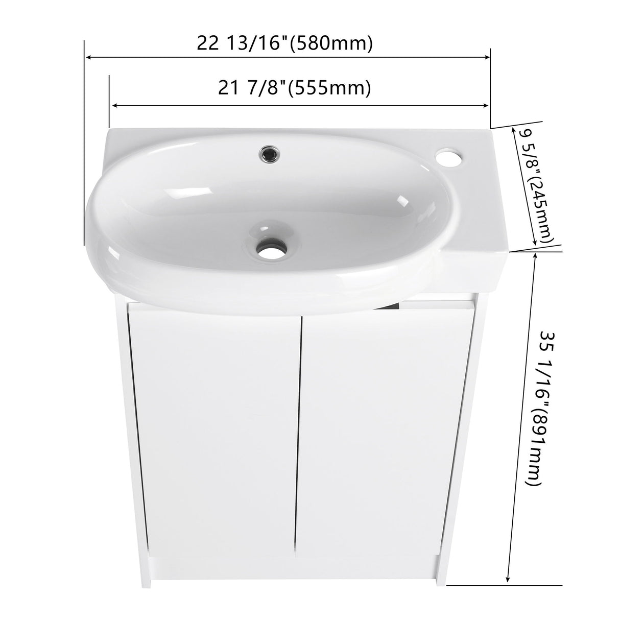 Freestanding Bathroom Vanity & Sink, Soft Close Doors