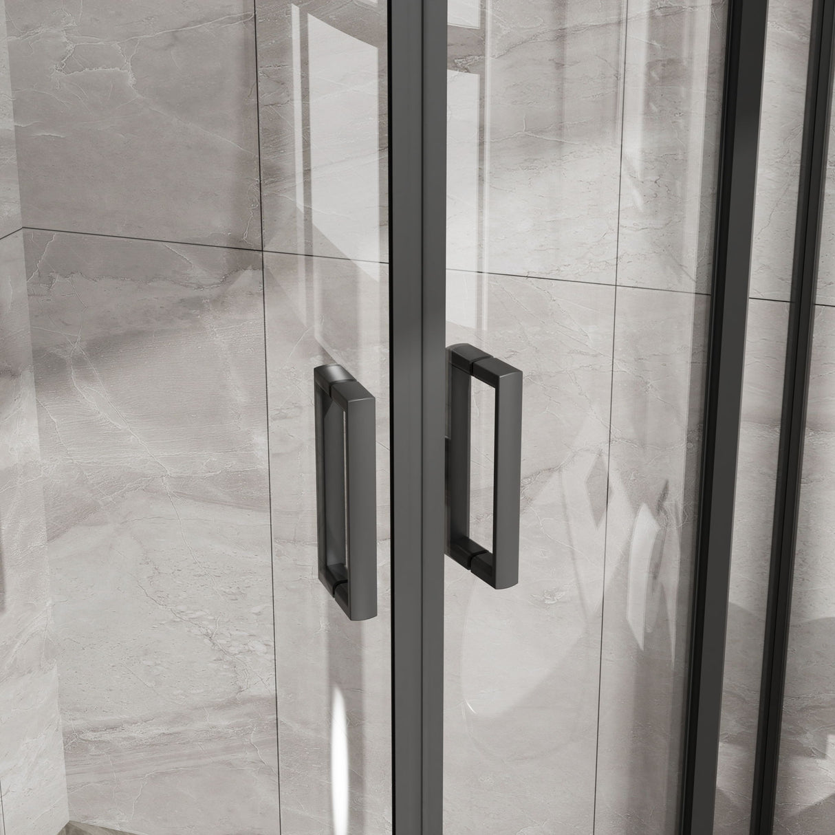 Corner Shower Door With Double Sliding - Matte Black
