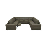Upholstered Large Arms Sectional With Recliner Seats