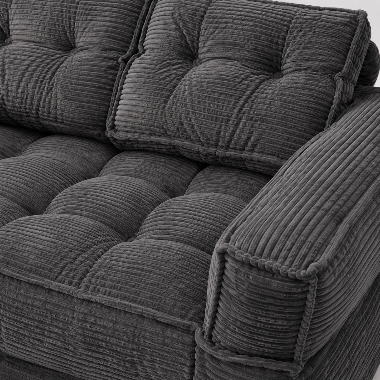 2 Seater Modular Corduroy Sofa With Chaise Lounge For Living Room