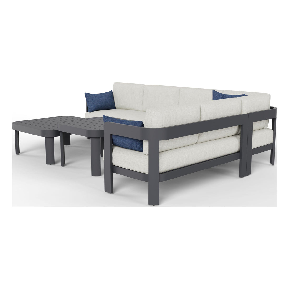 Aspen six-piece modular outdoor sectional in Light Gray, rear three-quarter view