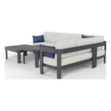 Aspen six-piece modular outdoor sectional in Light Gray, rear three-quarter view