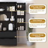 Fluted Kitchen Pantry Cabinet With 2 Large Drawers & 8 Door Spice Rack
