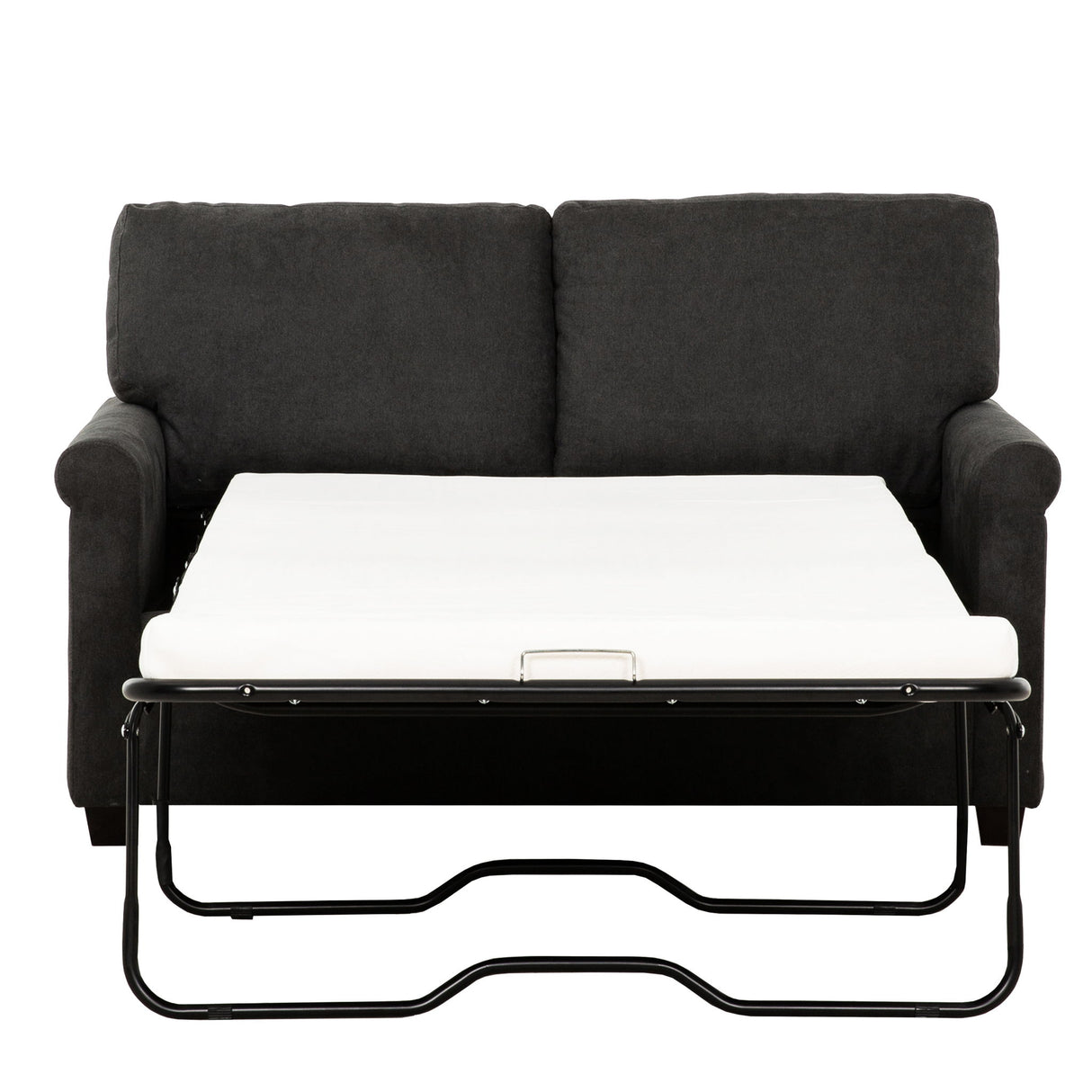 Convertible Twin Sleeper Sofa With USB Ports, 2 Seater Upholstered Loveseat - Dark Gray