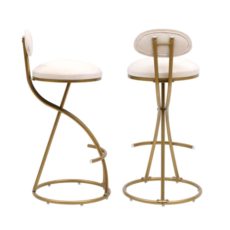 Bar Stools Upholstered Counter Height Barstools For Kitchen Island Modern PU Leather Dining Chairs With Footrest (Set of 2) - Stool Sets - Alpine Outlets
