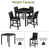 5 Pieces Counter Height Table Set, Kitchen Table With Square Table And 4 Upholstered Chairs