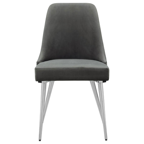 Padded Side Chair Of 2) With Upholstered Seat And Polished - Gray