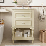 Retro Design Bathroom Vanity With Sink, 2 Drawer Storage Cabinet