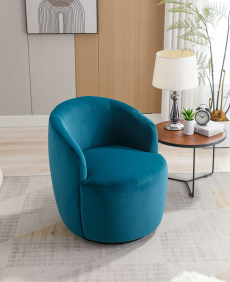 Swivel Accent Armchair Barrel Chair With Powder Coating Metal Ring