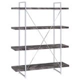 Herringbone - Bookcase With Full Length Shelf - Gray