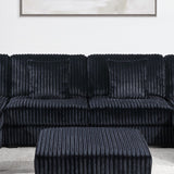 6 Piece Modular U Sectional Sofa Set With USB Cup Holder, Low Leg - Black