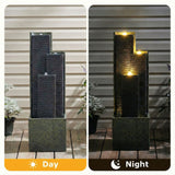 3 Tier Waterfall Fountain With LED Lights - Gray