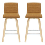Vienna - 35.5" Swivel Counter Height Square Back Wood Bar Stool With Faux Leather Seat