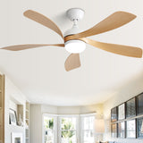 52" Ceiling Fan With 3 Color Dimmable LED Light, 5 Blades, Remote Control, Reversible DC Motor