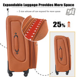 Softside Luggage Expandable 3 Piece Set Upright Spinner Lightweight Suitcase