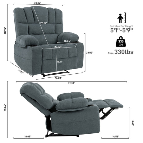 Massage Recliner Chair Sofa With Heating Vibration - Massage Chairs - Alpine Outlets