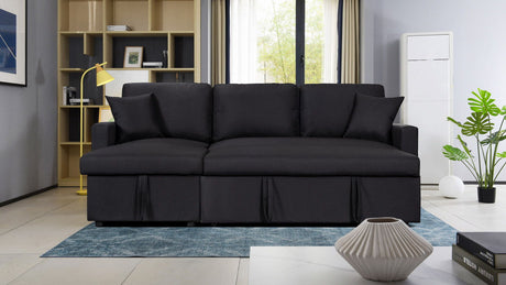 Paisley - Linen Fabric Reversible Sleeper Sectional Sofa With Storage Chaise - Sleeper Sectionals - Alpine Outlets