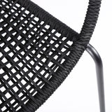 Sydney And Snack - 3 Piece Outdoor Patio 36" Dining Set - Black Eucalyptus Wood And Black Rope