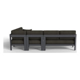 Rear view of the Aspen six-piece modular outdoor sectional in Charcoal