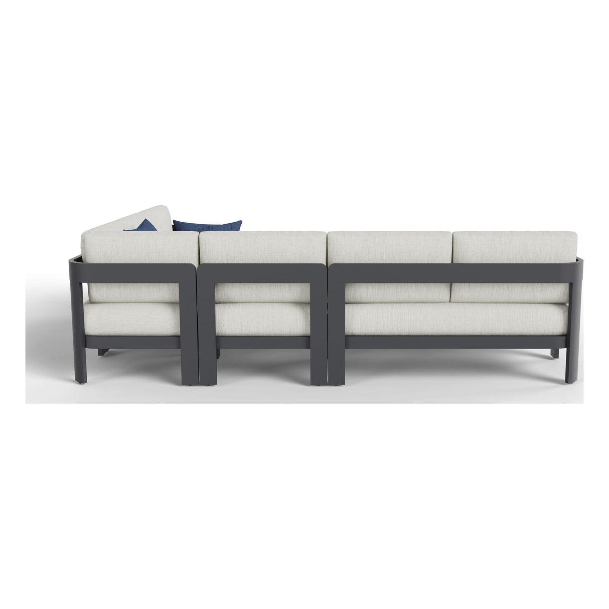 Rear view of the Aspen six-piece modular outdoor sectional in Light Gray