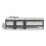 Rear view of the Aspen six-piece modular outdoor sectional in Light Gray
