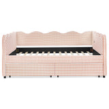 Gingham Daybed With USB Charging Port, Wave-Shaped Design