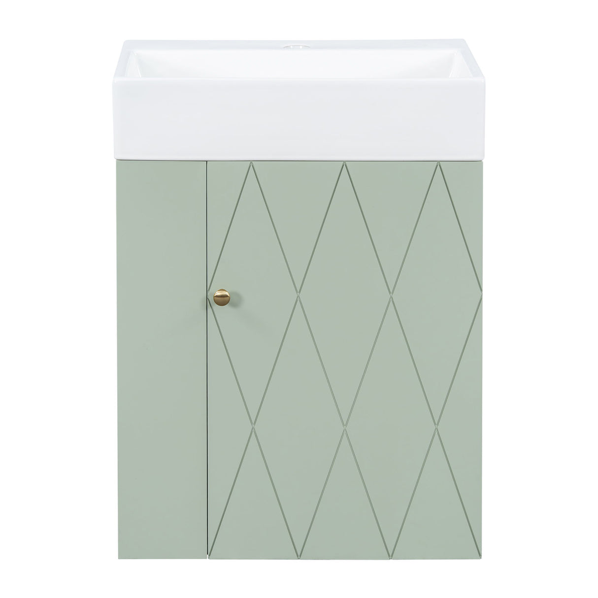 Modern Bathroom Vanity With Sink, Diamond Pattern Doors