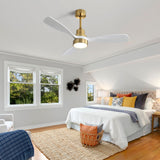 48" Ceiling Fan With 3 Blades, Remote Control Reversible DC Motor For Living Room