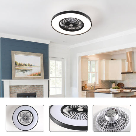 Bedroom Ceiling Fan With Remote Control, Dimmable LED Light, 8 Blades, Reversible Dc Motor - Black