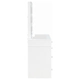 Winona - Makeup Vanity Set With Bulb Lit Mirror And Upholstered Stool - White