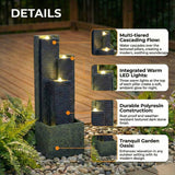 3 Tier Waterfall Fountain With LED Lights - Gray