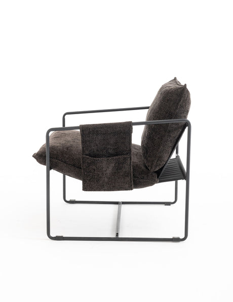 Upholstered Hanging Armchair With Arm Pocket Metal Frame (Set of 2), Crushed Foam Cushions And Skin-Friendly Braid For Living Room And Bedroom - Chair Sets - Alpine Outlets