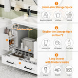 Bathroom Vanity With Sink, Soft Close Doors, Double Shelves & Divided Drawer