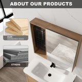 Wall Mounted Bathroom Mirror Cabinet With Adjustable Shelves - Imitative Oak