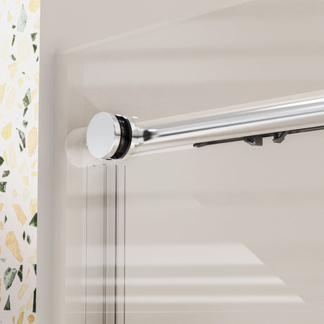 Frameless Single Sliding Soft Close Shower Doors, 5 / 16" Sgcc Tempered Glass - Chrome