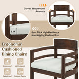 5 Piece Round Patio Table & Cushioned Armrest Chairs, Outdoor Dining Set With Umbrella Hole